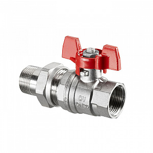 Кран шаровой Oventrop Optibal DN 32 с американкой НР-ВР рукоятка бабочка