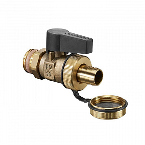 Кран шаровой Oventrop Optifleх KFE DN 15 PN 10 с колпачком и штуцером для шланга
