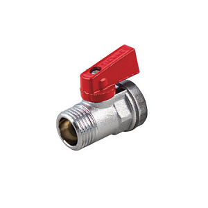 Кран шаровой Tiemme SMALL 2946 мини наруж./внутр. с красной рукояткой 1/2 х 1/2