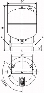 Напорный мембранный бак  DUO 1000L PN16