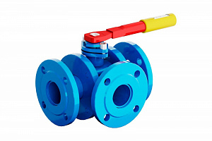 Кран шаровой сталь КШТГ СФ.00 Ду 80 Ру40 фл полнопроходной 3-ходовой Г-образный Маршал СФ.00.1.040.080