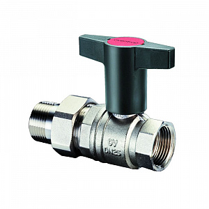 Кран шаровой Oventrop Optibal DN 32 с американкой НР-ВР черная пластиковая рукоятка